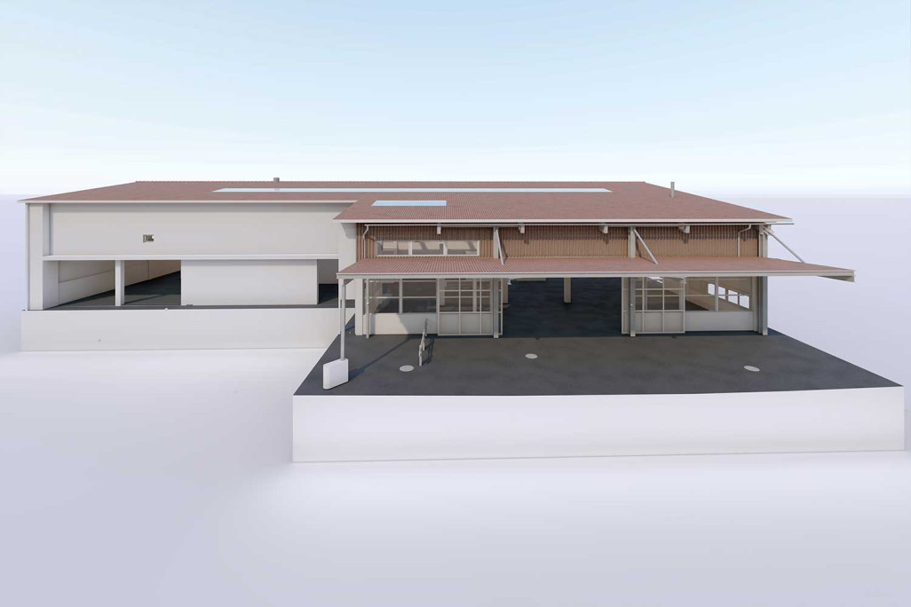 3D-Modell, Verzinkerei Industriehalle, HMQ AG