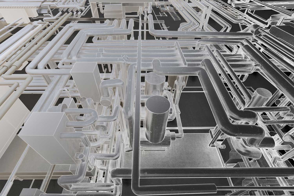 3D-Modeling, Haustechnik mit Leitungen, HMQ AG