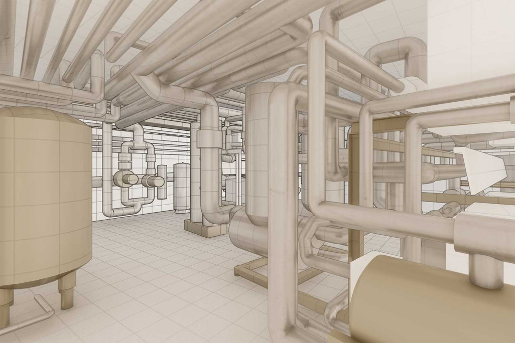 3D-Modeling, Haustechnik und Leitungen, HMQ AG