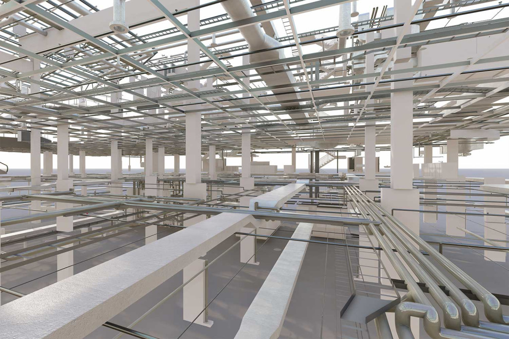 3D-Modeling, Haustechnik mit Leitungen, HMQ AG