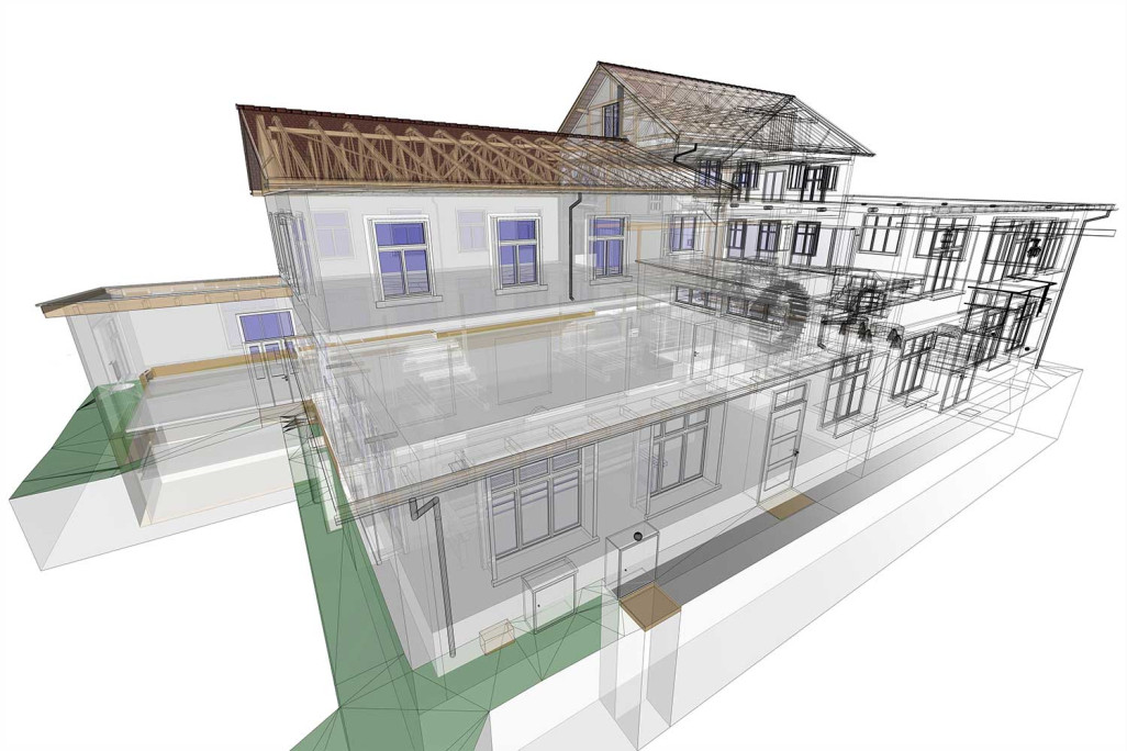 Grabs, St. Gallen, 3D-Modellierung Spinnerei, HMQ AG